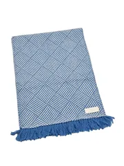 新品同様 エルメス ストール マフラー カシミヤ レザータグ 100％ ネパール製 ブルー 青 パターン メンズ レディース カシミア HERMESのサムネイル