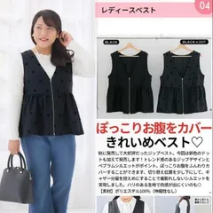 しまむら ひな フロッキードットZIPペプラムベストジレ 大きいサイズ4L