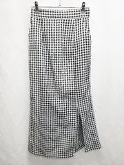 ◇ one after another NICE CLAUP チェック ロング ナロー スカート サイズM ホワイト ブラック系 レディース P  【1406240050000】