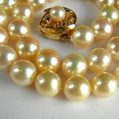 ゴールド系カラー パール ネックレス マルチカラー 8.5mm～9mm 43cm K14YG クラスプ 真珠 一連 ジュエリー【中古】