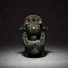 中国　古銅青銅　神獣　置物　時代箱付　V　R5200 中国 古銅青銅 神獣 置物 時代箱付 V R5200