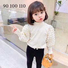 【新品】韓国風　女子　パフスリーブ　トップス　かわいい　オシャレ　長袖　90~110 白