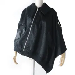 美品☆正規品 Sacai サカイ 19-04429 メッシュ アシンメトリー ZIP UP ブルゾン/ポンチョ/ケープ ブラック 黒 1 レディース 日本製のサムネイル