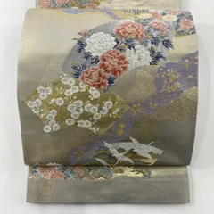 袋帯 六通袋帯 宝祥碧玉華文名品 落款 じゅらく 着物 草花 美品