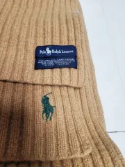 POLO Ralph Lauren（ポロ） キャメルベージュ ラムウール リブ付きマフラー ユニセックス