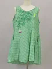 アルベロベロ OLLEBOREBLA by ALBEROBELLO ぶたさん ノースリーブワンピース チェック グリーン レディース j_p F-M12610