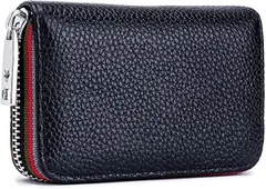 TAKUYOU SHOPPING カードケース 財布 ミニ財布 カードホルダー コインケース メンズ レディース 大容量 革 じゃばら 小銭入れ 磁気防止 人気( Black)