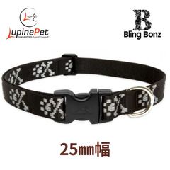 ブリングボンズ柄Bling Bonz　ワンタッチ首輪　25mm幅　大型犬向け　アメリカ製　アメリカ直輸入　LUPINE ルパイン　軽量　丈夫Flower
