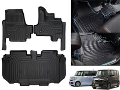 HONDA Nbox 5D立体フロアマット 防水 カーマット 縁高TPO素材 滑り防止 耐汚れ カスタムパーツ 車種専用設計(ホンダ 新型 N-BOX JF3 JF4型, フロアマット3点セット)