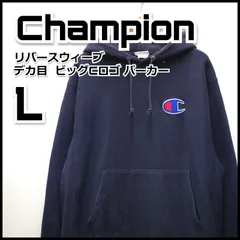 チャンピオン リバースウィーブ パーカー デカ目 ビッグCロゴ L メンズ 古着