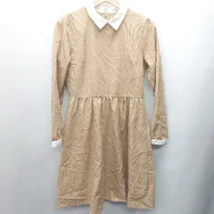 ◇ earth music&ecology 襟付き キレイめ 長袖 ひざ下丈 ワンピース サイズM ベージュ レディース E  【1407180029750】