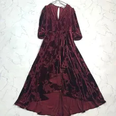 極美品カルバンクライン ベロアワンピース 着丈119 マキシ 花柄 B0421