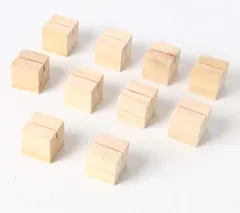 ヒロワールドトレード キューブ 型 メモスタンド 席札 名刺 スタンド クリップ ミニ 木製 結婚式 卓上 小物 装飾 メモホルダー 写真立て (キューブ型10個) [キューブ型10個]