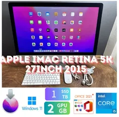 「美品大容量5K」Apple iMac Retina 5K 27inch 2015/CPUi5 3.2GHZ/16GB/SSD1TB/GPU2GB/office2019/Windows11/CJ020-3