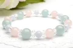 パワーストーン 天然石 海の女神の贈り物幸せな結婚を象徴する幸せの宝石 ローズクォーツ ブルーレースアゲート ブレスレット  パワーストーン 天然石 _A515