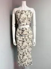 1287 キャバクラ　ドレス　セットアップ　ワンピース　キャミ　花柄　シースルー　レース　レトロ　タイト　キャバドレス　S