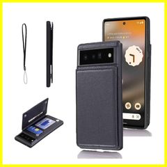 【人気商品】耐衝撃 スマホケース 軽量 カード収納 スタンド機能 薄い 人気 背面 レザー IC ケース カード入れ 用 手帳型 Softbank 財布型 au カバー（ブラック）グーグル 5G ピクセル6a 6A 5g Pixel ソフトバンクpixel6a