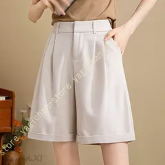 ハーフパンツ レディース ショートパンツ 夏 女性用 半ズボン 短パン スラックス 大きいサイズ ショーツ ゆったり カジュアル スーツパンツ ハイウエスト