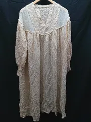 ◇ willfully Vネック　ボタン　切り返し　サテン系 長袖 ロング ワンピース サイズF クリーム系 レディース E  【1302060021643】