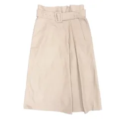 ANAYI アナイ フェイクレザー ロング スカート タック ベルト付き ボトムス サイズ38 M ベージュ レディース 【中古】