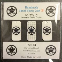 【ハンドメイド】家紋「丸に橘」チャーム•ストラップ　お得な3点セット
