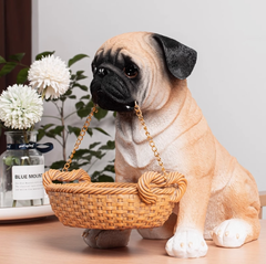 保管と金銭の保管置物 オブジェ かわいい犬用収納オーナメントバスケットを持った犬 屋内 室内 屋外 インテリア 玄関 リビング ダイニング 装飾 庭 ガーデニング 装飾 ガーデン ギフト インテリア用品  可愛い 樹脂