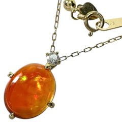 ファイアオパール ダイヤモンド 0.07ct ネックレス K18ゴールド 18金  3.2g 45cm レディース 【中古】【真子質店】【NN】