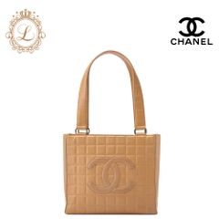 CHANEL シャネル ショルダーバッグ  トートバッグ チョコバー ココマーク ラムスキン ベージュ ゴールド金具　レディースバッグ　ブランド【中古】【送料無料】