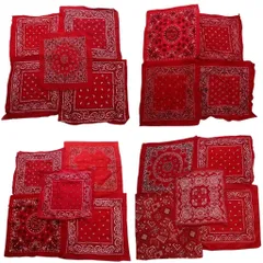 古着卸 まとめ売り ペイズリー柄 バンダナ  小物 19枚セット (ユニセックス ) 赤 レッド 中古 古着 NB4160