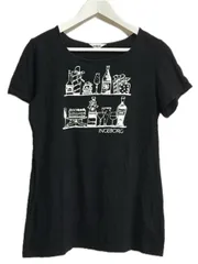 インゲボルグ INGEBORG コットン カットソー 4(サイズ11号) プリント ブラック ホワイト 黒 白 半袖 トップス