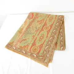 エトロ ETRO 大判ストール スカーフ ペイズリー柄 茶 緑 *A709