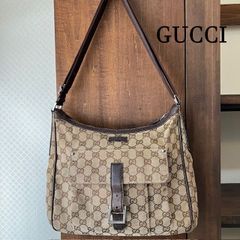 グッチ　GUCCI　GGキャンバス総柄　ハーフムーン　キャンバスショルダーバック