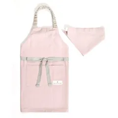 COLORFUL CANDY STYLE 新品  エプロン キッズ 女の子 三角巾 セット 無地 おしゃれ 子どもエプロン (100～120cm)  キッズエプロン くすみピンク くすみカラー 子供用 子供 幼児 小学生 小学校