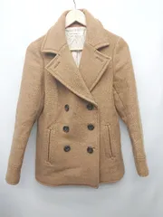 ◇ green label relaxing UNITED ARROWS ウール 定番 通学 長袖 ピーコート サイズ40 キャメル レディース P  【1402080012376】