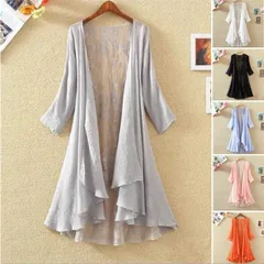 ロングカーディガン レディース レース UVカット 紫外線対策 冷房対策 前開き 夏 シフォン 大きいサイズ リゾート フレア 薄手 上着 おしゃれ 羽織り