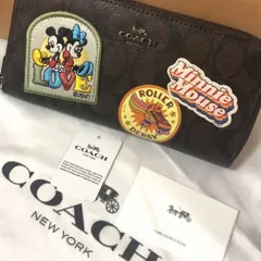 ディズニーコラボ長財布 シグネチャー×ミニーマウス 茶系