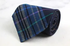 ミラショーン ブランド ネクタイ チェック柄 格子柄 ウール イタリア製 PO メンズ ネイビー mila schon 【中古】