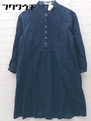 ◇ NATURAL BEAUTY BASIC ハーフボタン 七分袖 チュニック ミニ ワンピース サイズS ネイビー レディース 【中古】 【1002800745388】