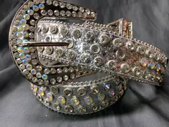 105cm/115cm ギラギラ　シルバー　ウエスタン　ベルト　LEX ブリンブリン　カウボーイ　メンズベルト　レディースベルト　アメカジ　古着　ヴィンテージ　ラッパー　グランジ　プレゼント