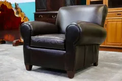 GMIK558A○Pottery Barn / ポッタリーバーン 1人掛けソファ シングルソファ ラウンジチェア 本革 ダークブラウン アメリカ 美品