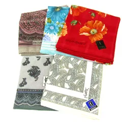 イヴ・サンローラン ハンカチ 5点セット 未使用 花柄 ペイズリー柄 ブランド まとめて 大量 レディース YVES SAINT LAURENT