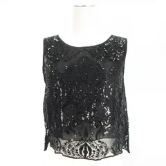 ザラウーマン ZARA WOMAN ノースリーブ レース カットソー スパンコール装飾 ブラック S 250520E