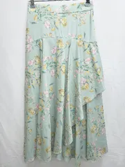 ◇ URBAN RESEARCH ROSSO 花柄 ロング丈 フリル スカート サイズF グリーン系 レディース P  【1406110001880】