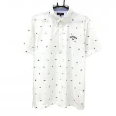 キャロウェイ 半袖ポロシャツ 白×ネイビー 総柄 ボタンダウン メンズ 3L ゴルフウェア 大きいサイズ Callaway