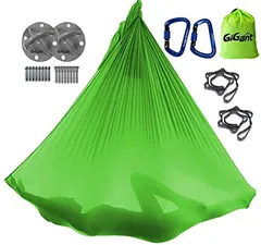 GiGant ギグアント 公式 エアリアルヨガ 専用 ハンモック フルセット 5ｍx2.8ｍ 空中 ヨガハンモック エクササイズ エアロヨガ フィットネス 国内正規品 ライムグリーン( 1.ライムグリーン)