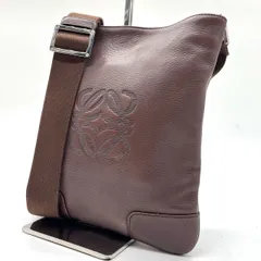 【良品】 LOEWE ロエベ ショルダーバッグ サコッシュ アナグラム 型押し レザー 革 ブラウン 茶色 ユニセックス 男女兼用 メンズ レディース