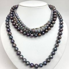 値引き× ブラック淡水パール ロングネックレス 本真珠 - メルカリ