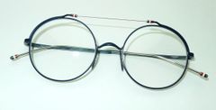 【ステンレスワイヤーを組み込んだラウンドシェイプのメタルフレーム】THOM BROWNE（トムブラウン）　TBX910-49-03 // NVY-SLV （※新品番・UEO910A-045-49）（navy - silver）