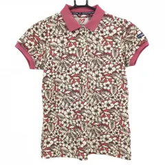 マスターバニー 半袖ポロシャツ ピンク×アイボリー 花柄 リーフ柄 レディース 0(S) ゴルフウェア MASTER BUNNY EDITION