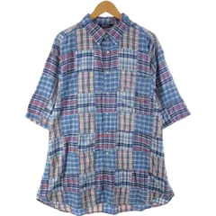 古着 90年代 ノーティカ NAUTICA パッチワーク 半袖 ボタンダウン チェックシャツ メンズXXL相当 ヴィンテージ/eaa536082
